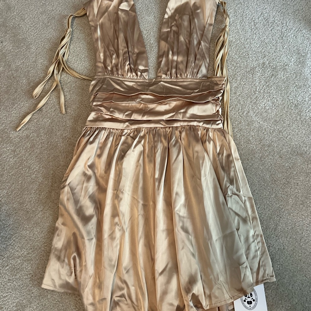 Elegant Gold Satin Dress